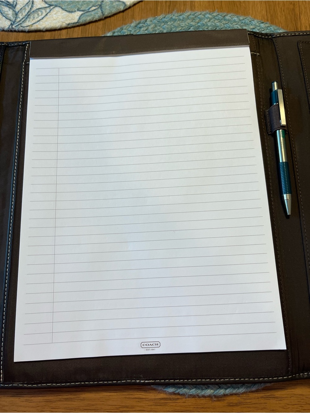 Coach Brown Logo Leather Trifold Notebook 10x12.5 - Picture 7 of 7